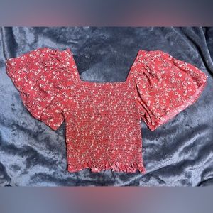 Japna red floral blouse, size: small